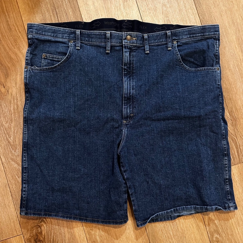 Wrangler Flex Mens Denim Shorts Dark Wash Blue Size 50 36555MS